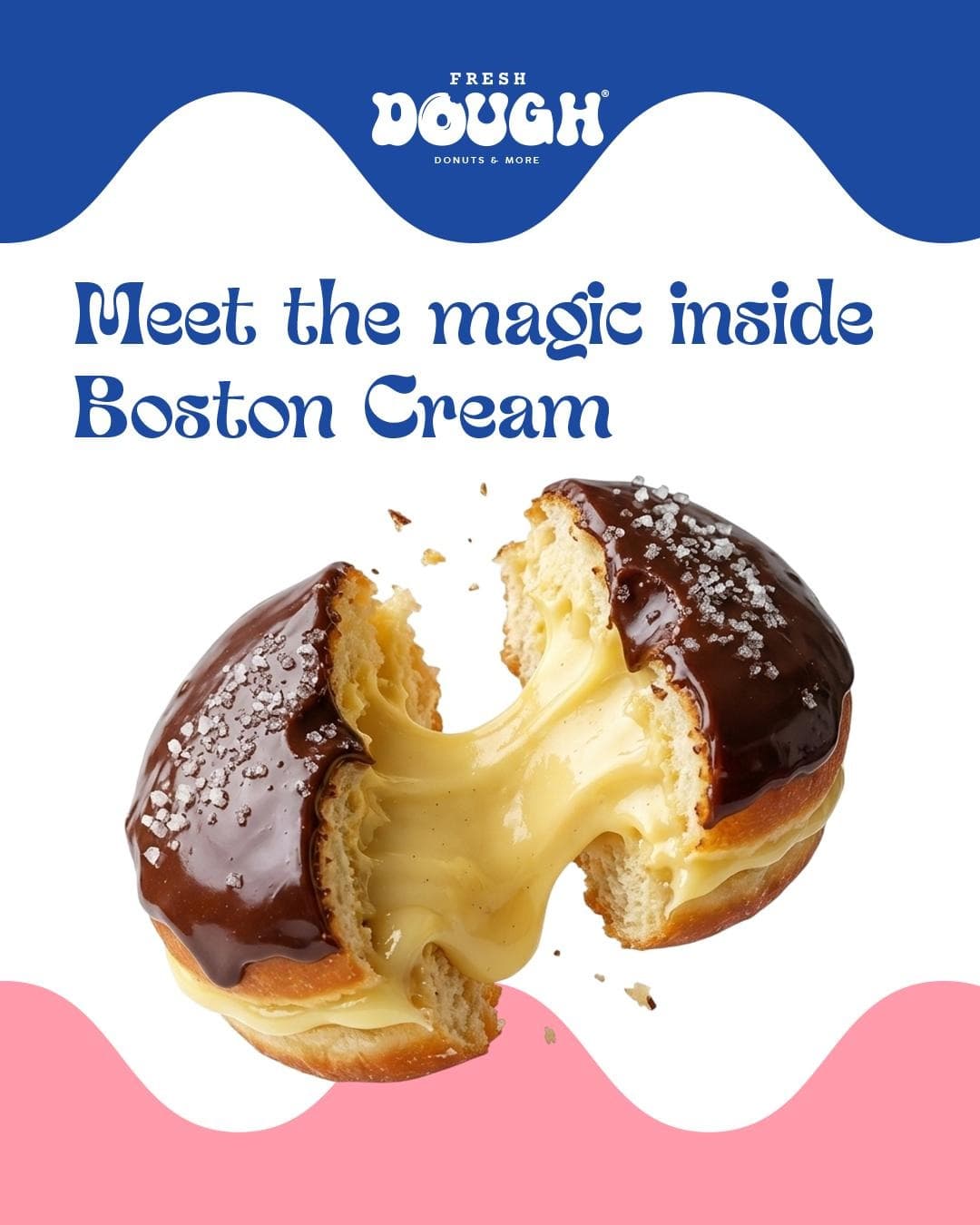 Boston cream donut oozing custard