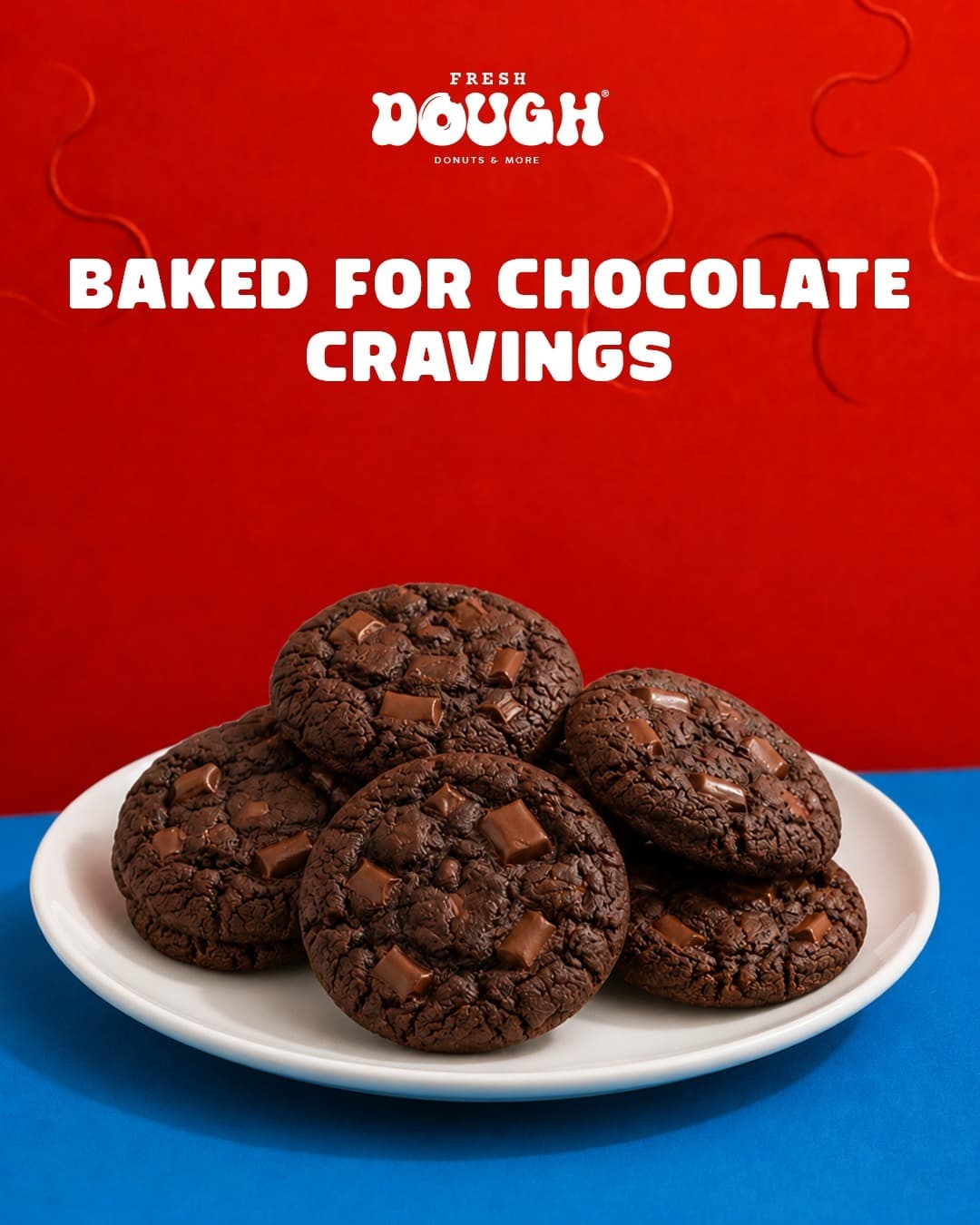 Double chocolate cookies on a plate