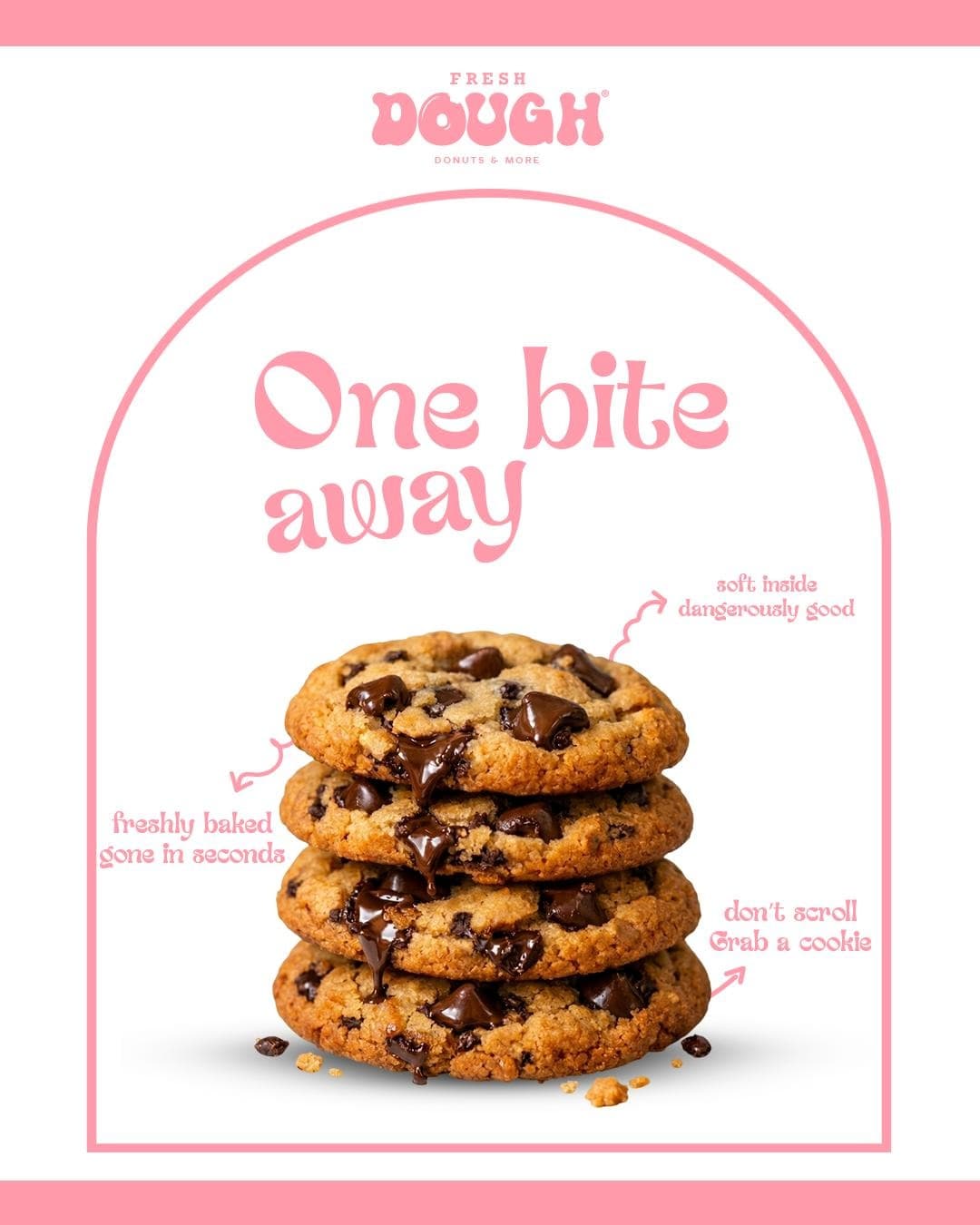 A stack of gooey chocolate-chip cookies